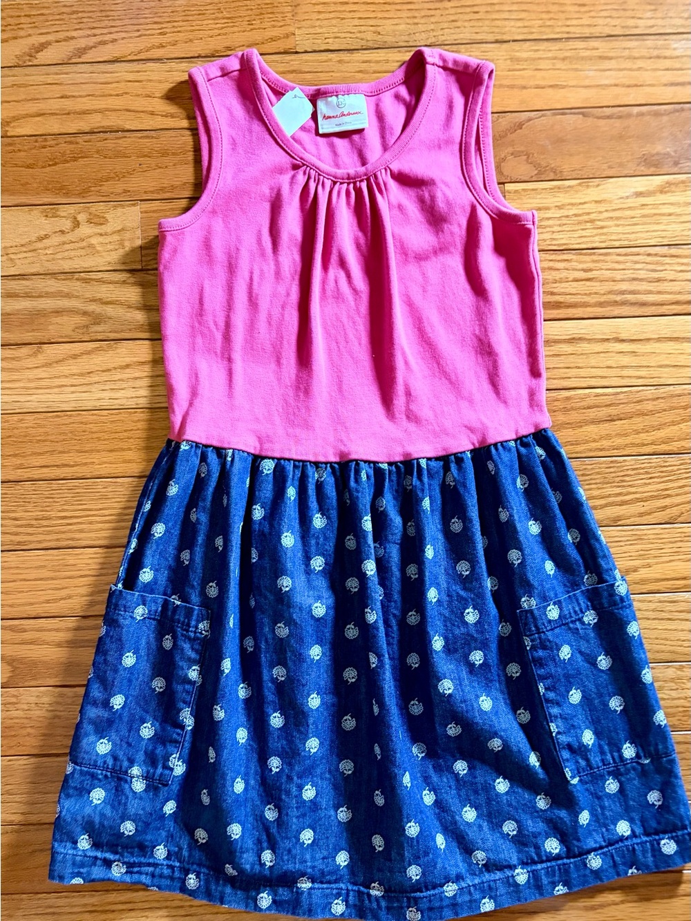 Hanna Andersson Pink & denim dress sz 130with Blue